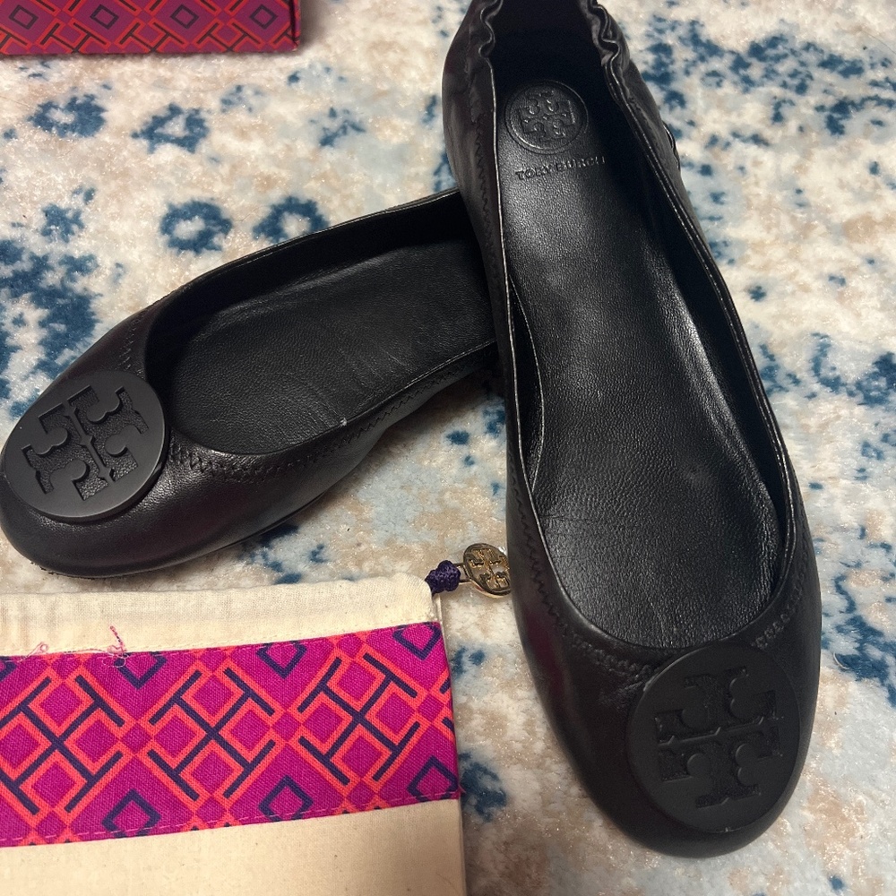Tory Burch Black Minnie Travel Ballet Flats